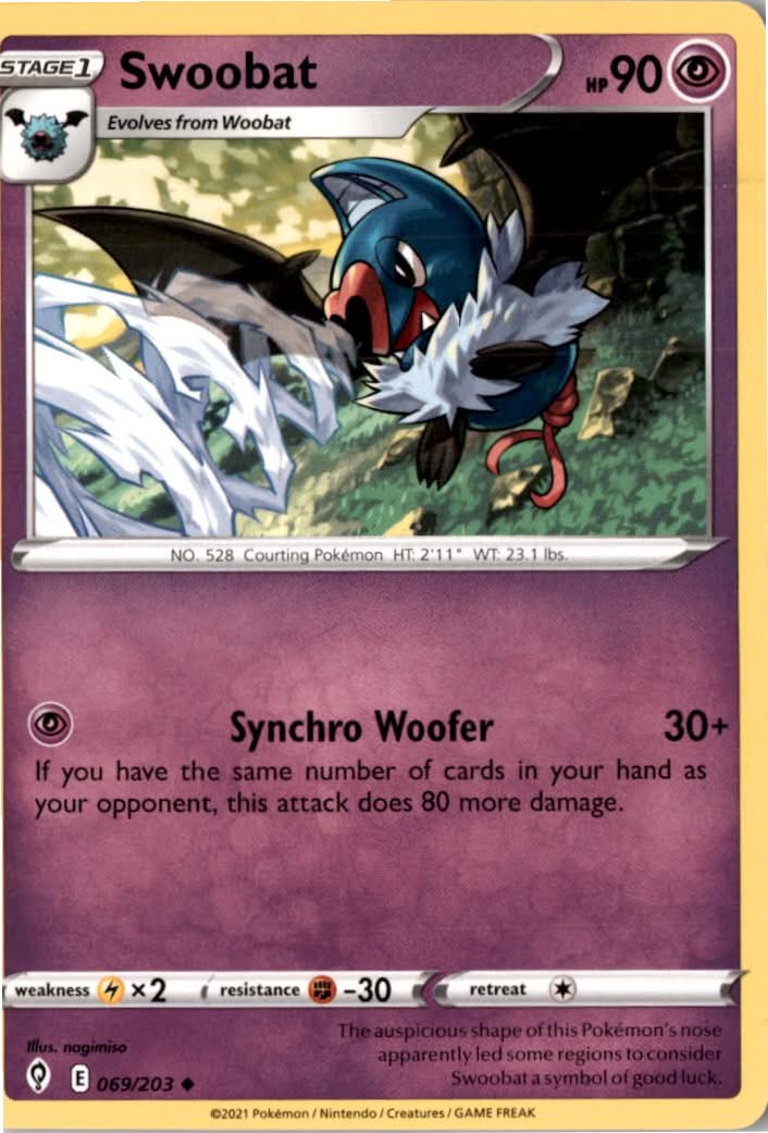 Swoobat #69/203 - Evolving Skies - Pokemon - Uncommon - Near Mint
