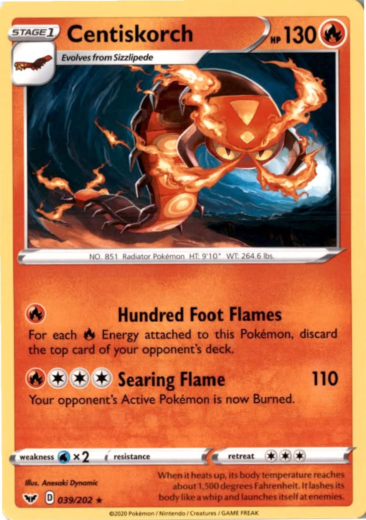 Centiskorch #39/202 - Sword & Shield - Pokemon - Rare - Near Mint