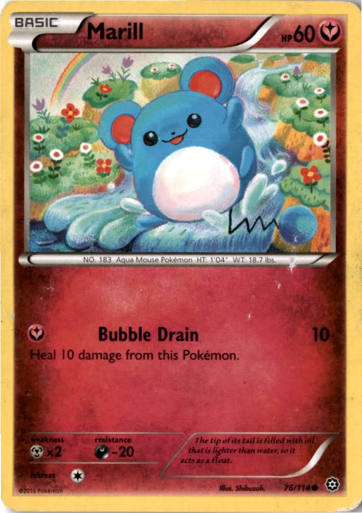 Marill #76/114 - Steam Siege - Pokemon - Common - Moderately Played
