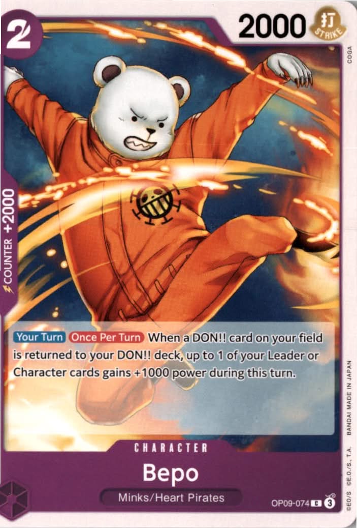 Bepo #OP09-074 - Emperors in the New World - One Piece Card Game - Common - Near Mint