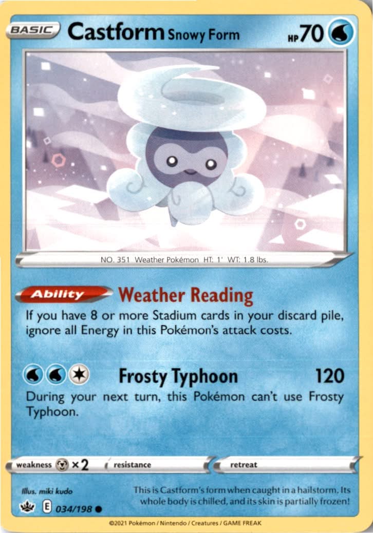 Castform Snowy Form #34/198 - Chilling Reign - Pokemon - Common - Near Mint