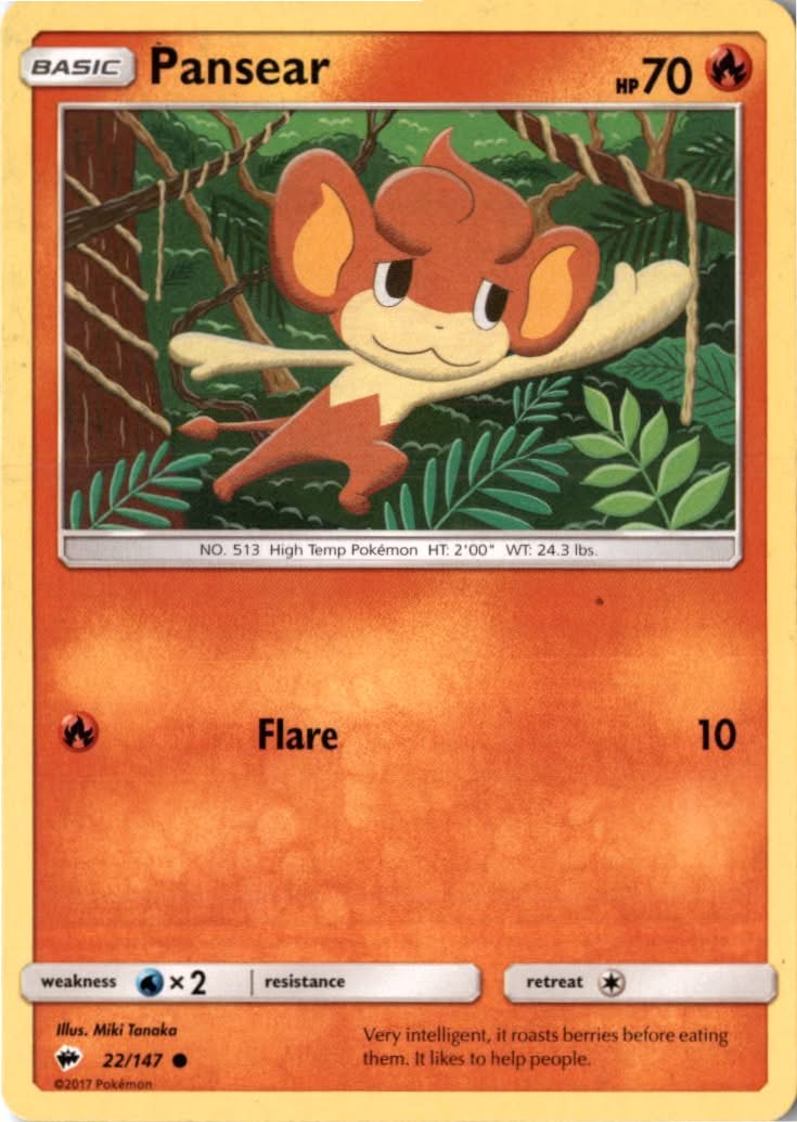 Pansear #22/147 - Burning Shadows - Pokemon - Common - Lightly Played