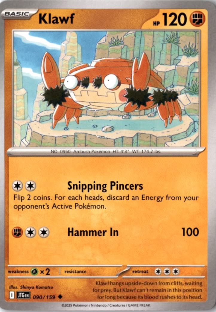 Klawf #090/159 - Journey Together - Pokemon - Uncommon - Near Mint