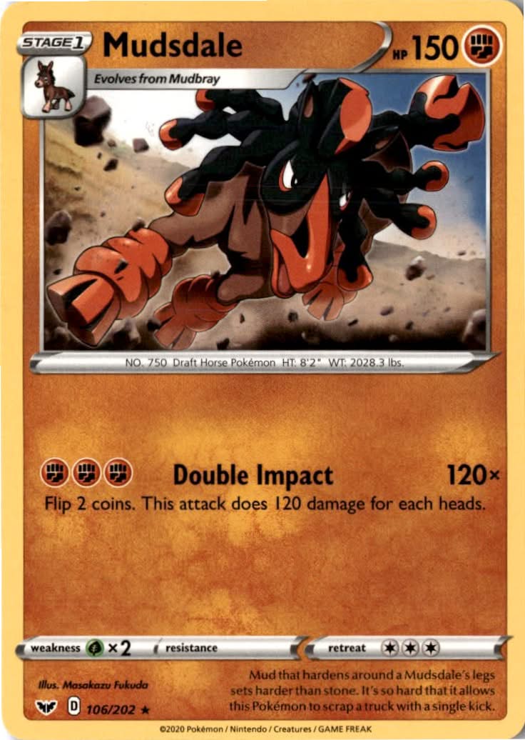 Mudsdale #106/202 - Sword & Shield - Pokemon - Rare - Near Mint