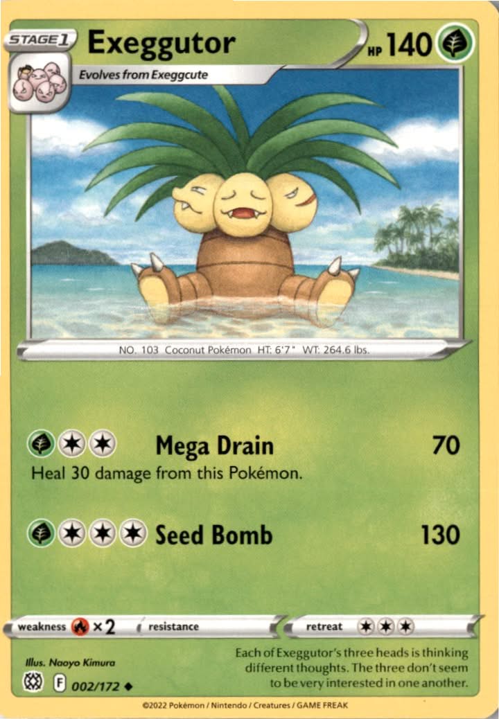 Exeggutor #002/172 - Brilliant Stars - Pokemon - Uncommon - Near Mint