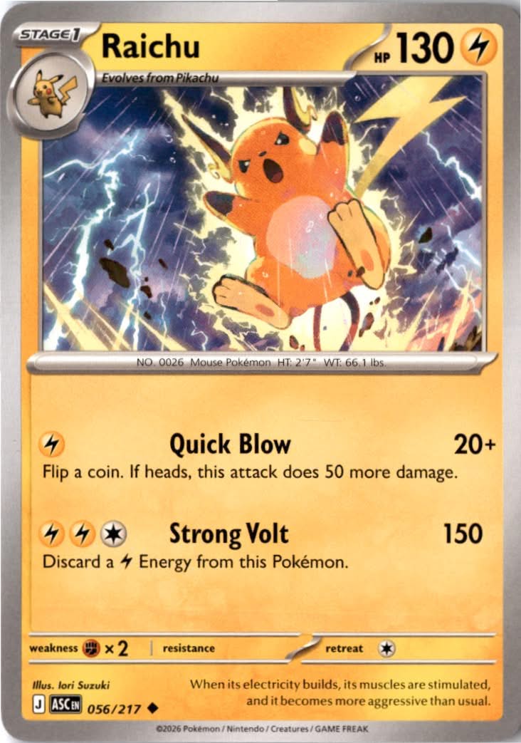 Raichu #056/217 - Ascended Heroes - Pokemon - Uncommon - Near Mint