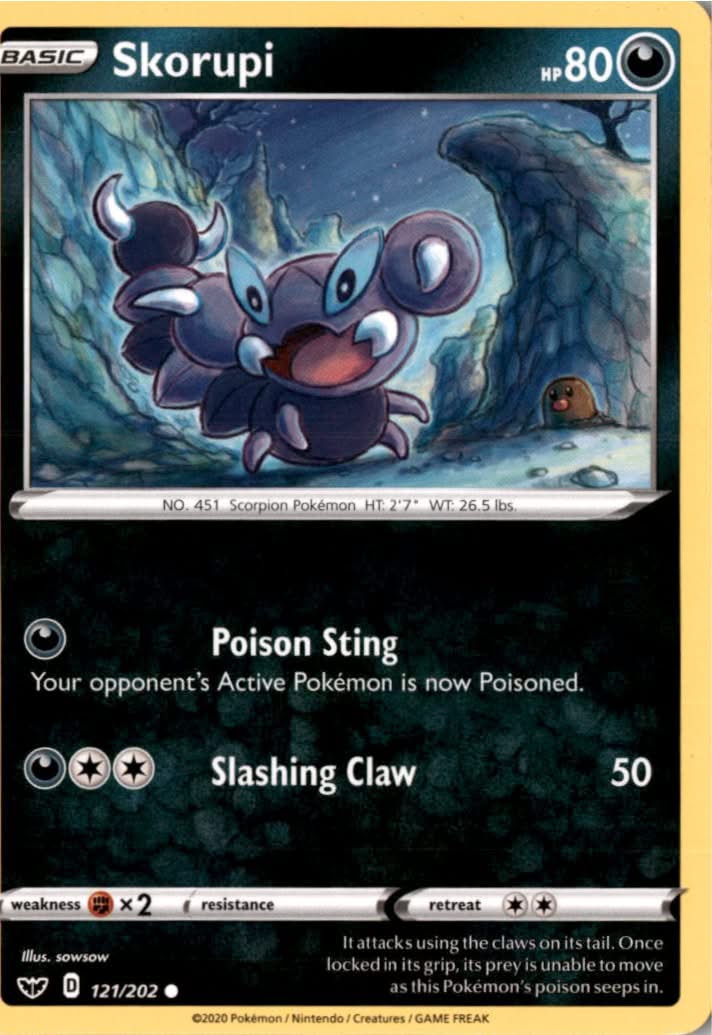 Skorupi #121/202 - Sword & Shield - Pokemon - Common - Near Mint