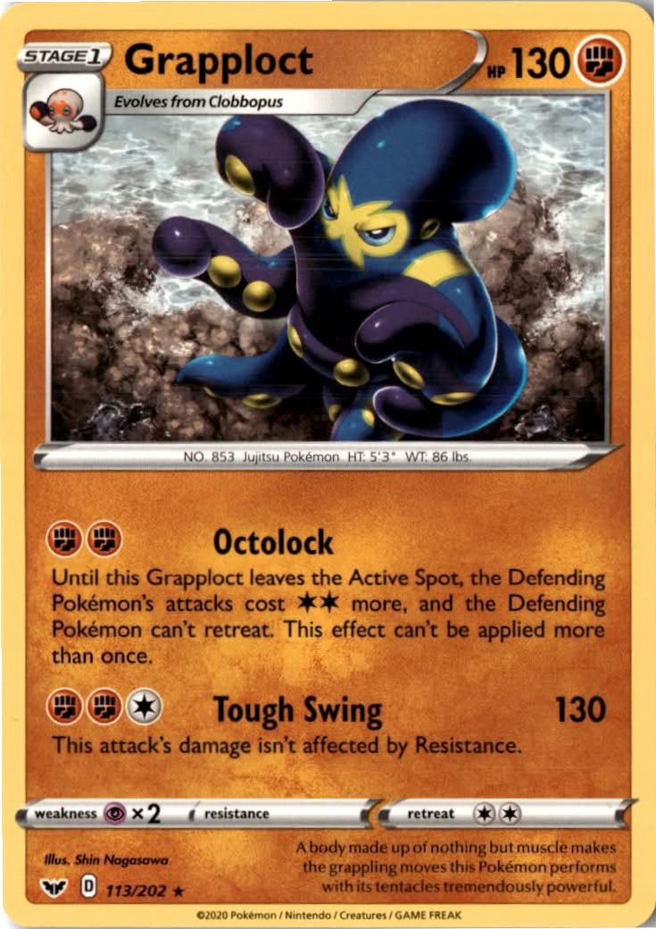 Grapploct #113/202 - Sword & Shield - Pokemon - Rare - Near Mint