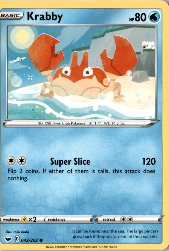 Krabby #43/202 - Sword & Shield - Pokemon - Common - Near Mint