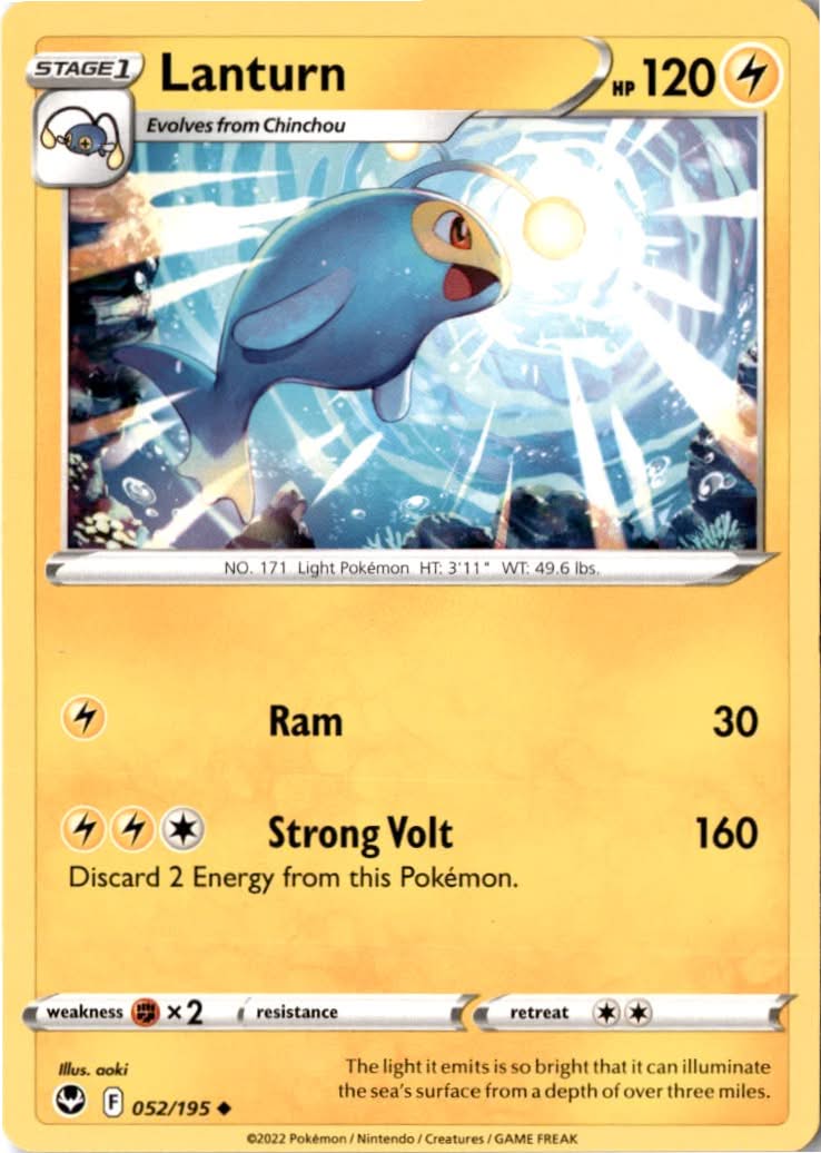 Lanturn #052/195 - Silver Tempest - Pokemon - Uncommon - Near Mint