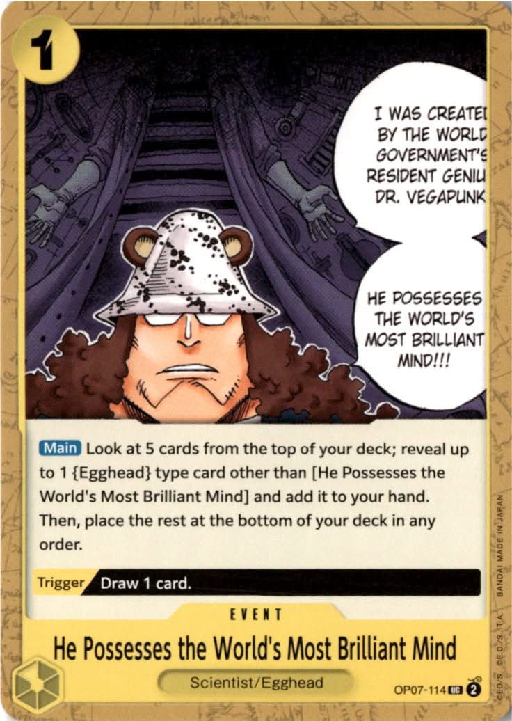 He Possesses the World's Most Brilliant Mind #OP07-114 - 500 Years in the Future - One Piece Card Game - Uncommon - Near Mint