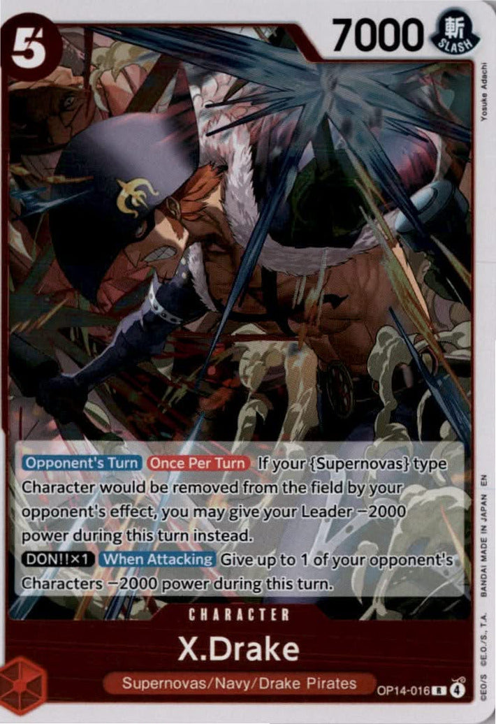 X.Drake #OP14-016 - The Azure Sea's Seven - One Piece Card Game - Rare - Near Mint