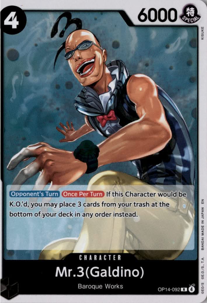 Mr.3(Galdino) #OP14-092 - The Azure Sea's Seven - One Piece Card Game - Rare - Near Mint