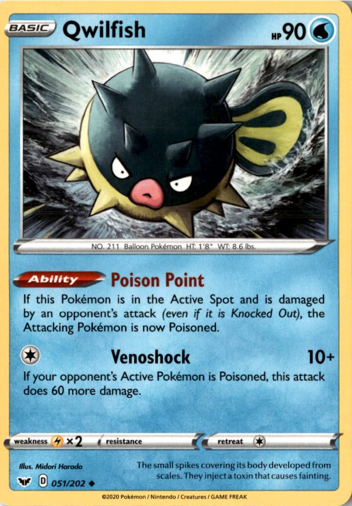 Qwilfish #51/202 - Sword & Shield - Pokemon - Uncommon - Near Mint