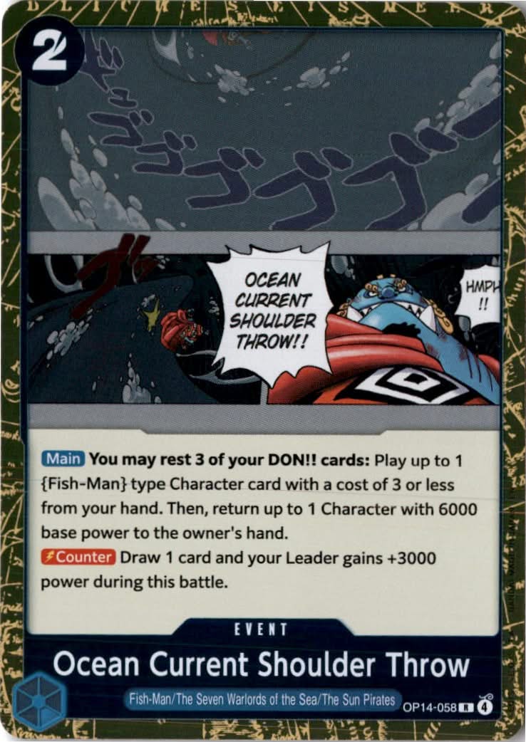 Ocean Current Shoulder Throw #OP14-058 - The Azure Sea's Seven - One Piece Card Game - Rare - Near Mint