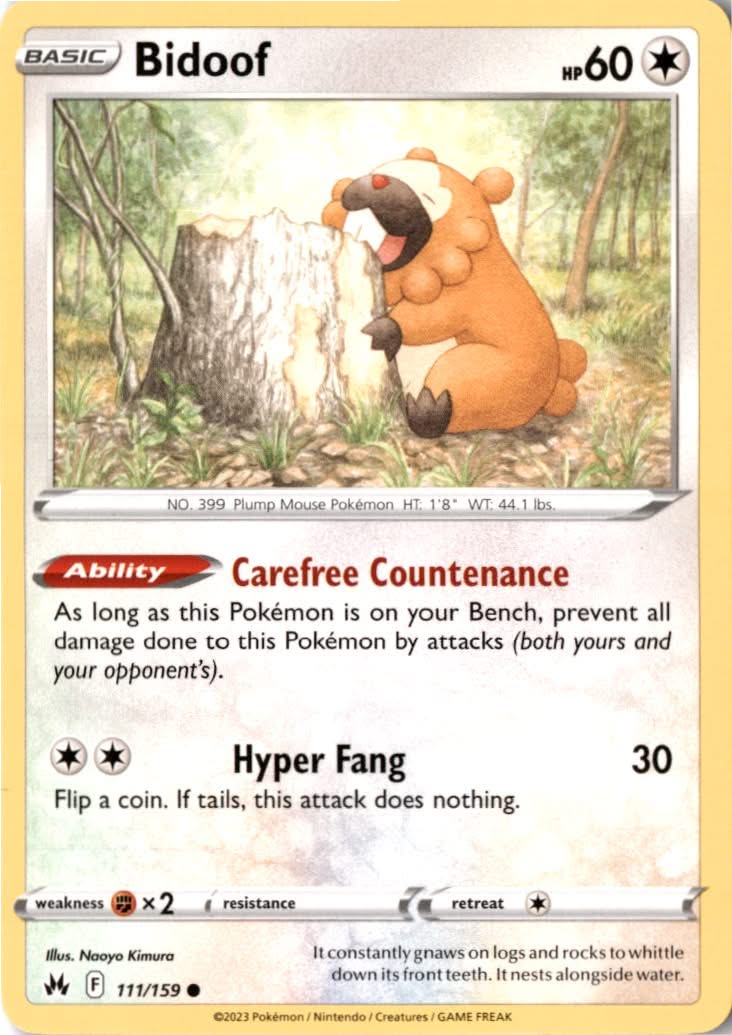 Bidoof #111/159 - Crown Zenith - Pokemon - Common - Near Mint