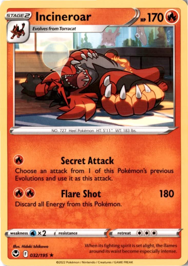 Incineroar #032/195 - Silver Tempest - Pokemon - Rare - Near Mint