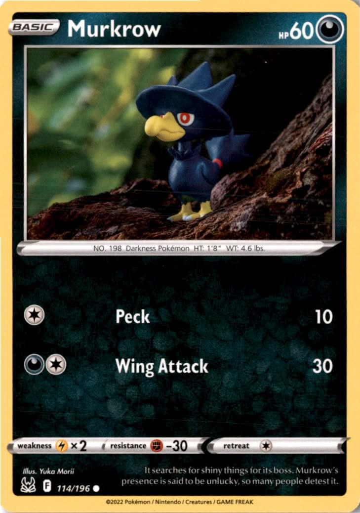 Murkrow #114/196 - Lost Origin - Pokemon - Common - Near Mint