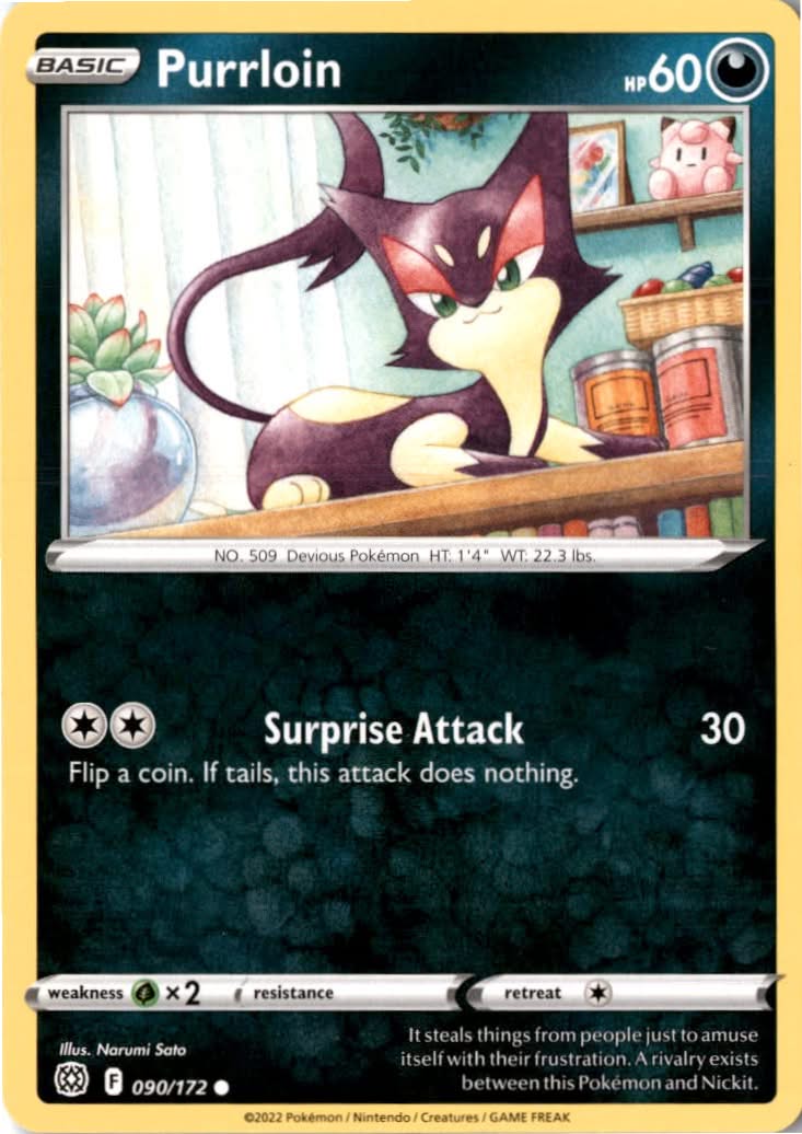 Purrloin #090/172 - Brilliant Stars - Pokemon - Common - Near Mint