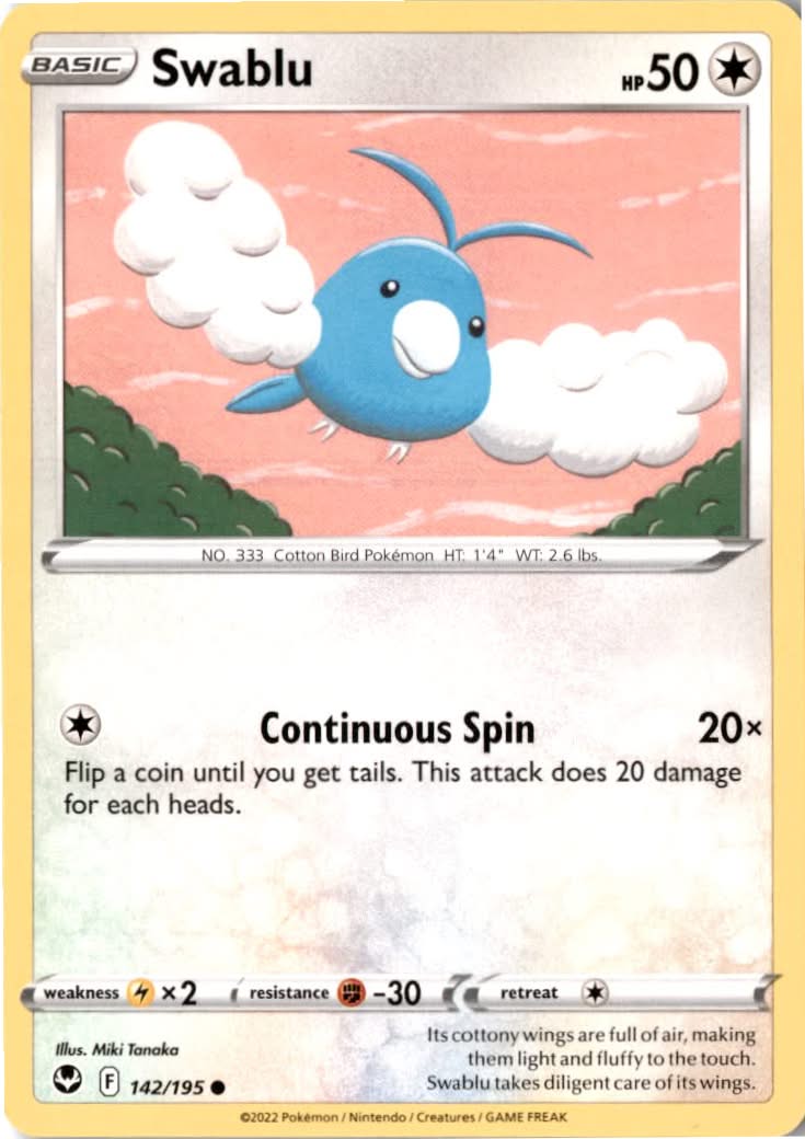 Swablu #142/195 - Silver Tempest - Pokemon - Common - Near Mint