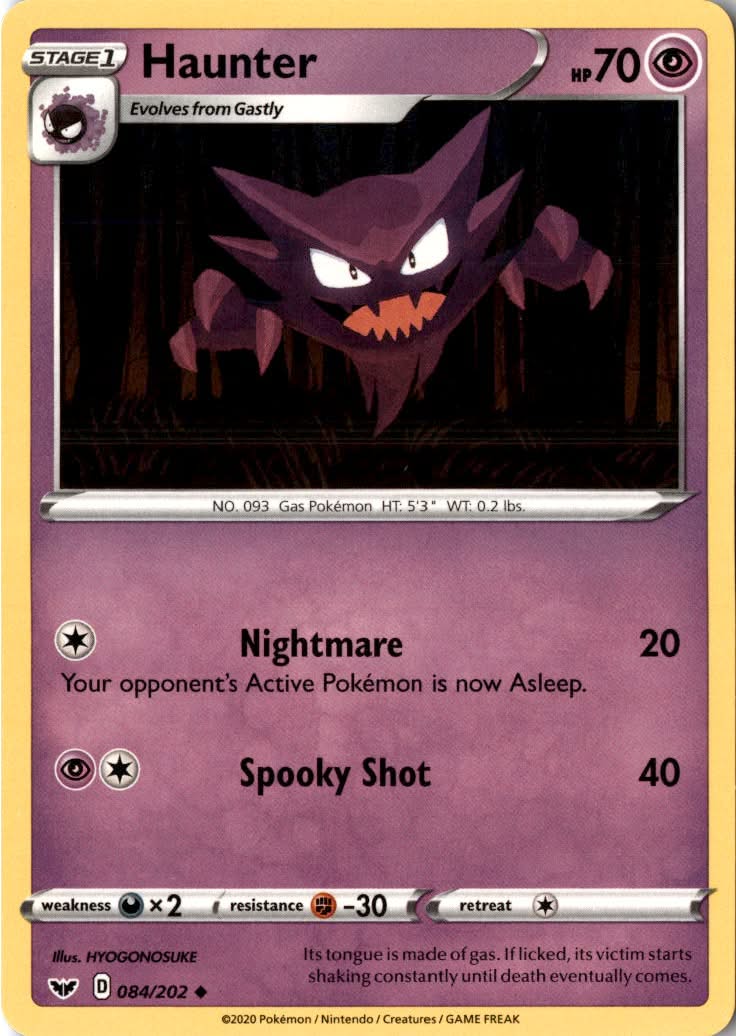 Haunter #84/202 - Sword & Shield - Pokemon - Uncommon - Near Mint