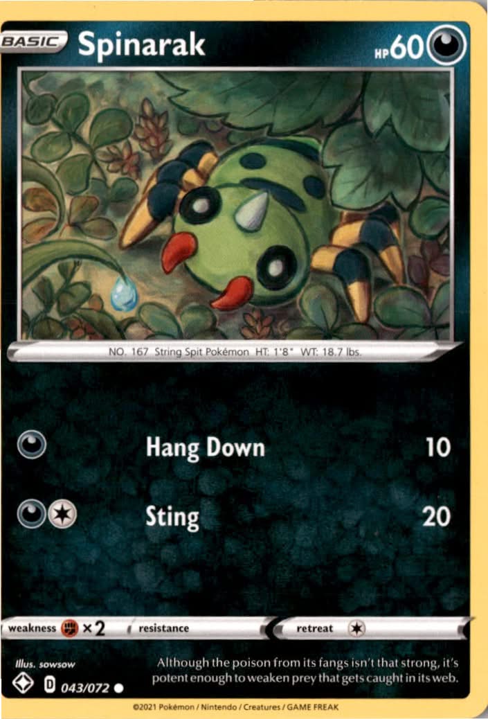 Spinarak #43/72 - Shining Fates - Pokemon - Common - Near Mint