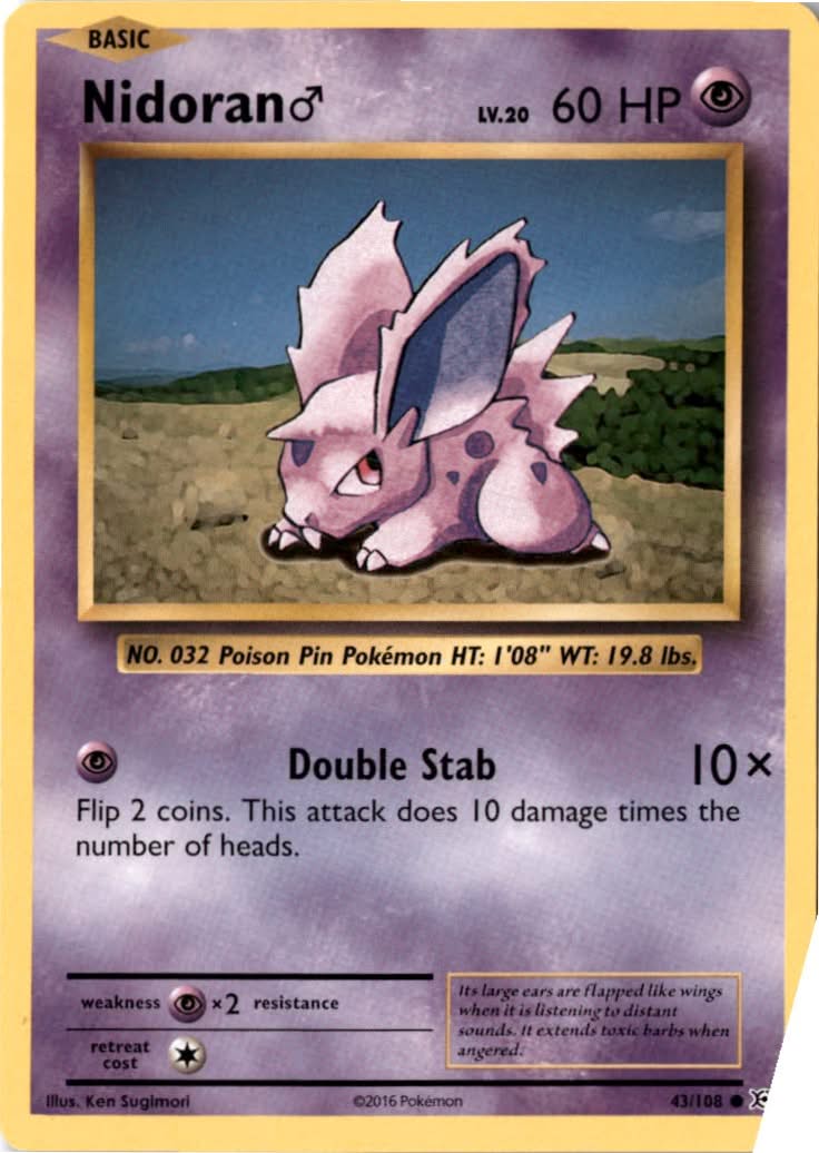 Nidoran♂ #43/108 - Evolutions - Pokemon - Common - Lightly Played