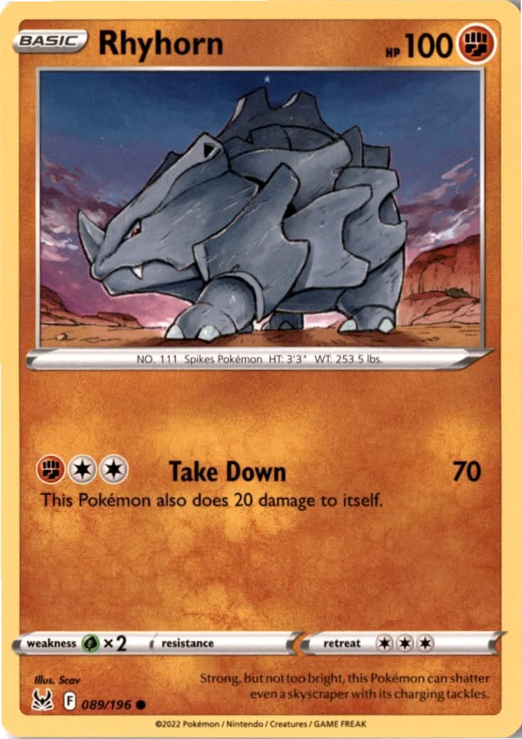 Rhyhorn #089/196 - Lost Origin - Pokemon - Common - Near Mint