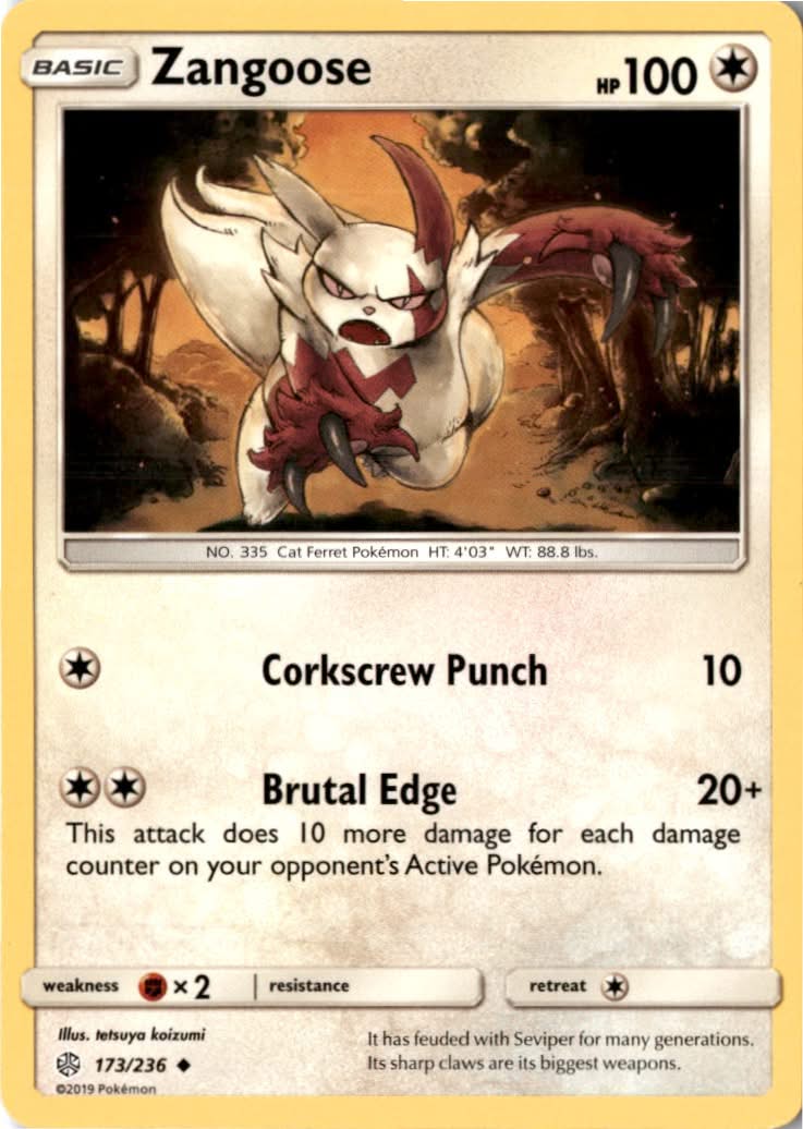Zangoose #173/236 - Cosmic Eclipse - Pokemon - Uncommon - Near Mint