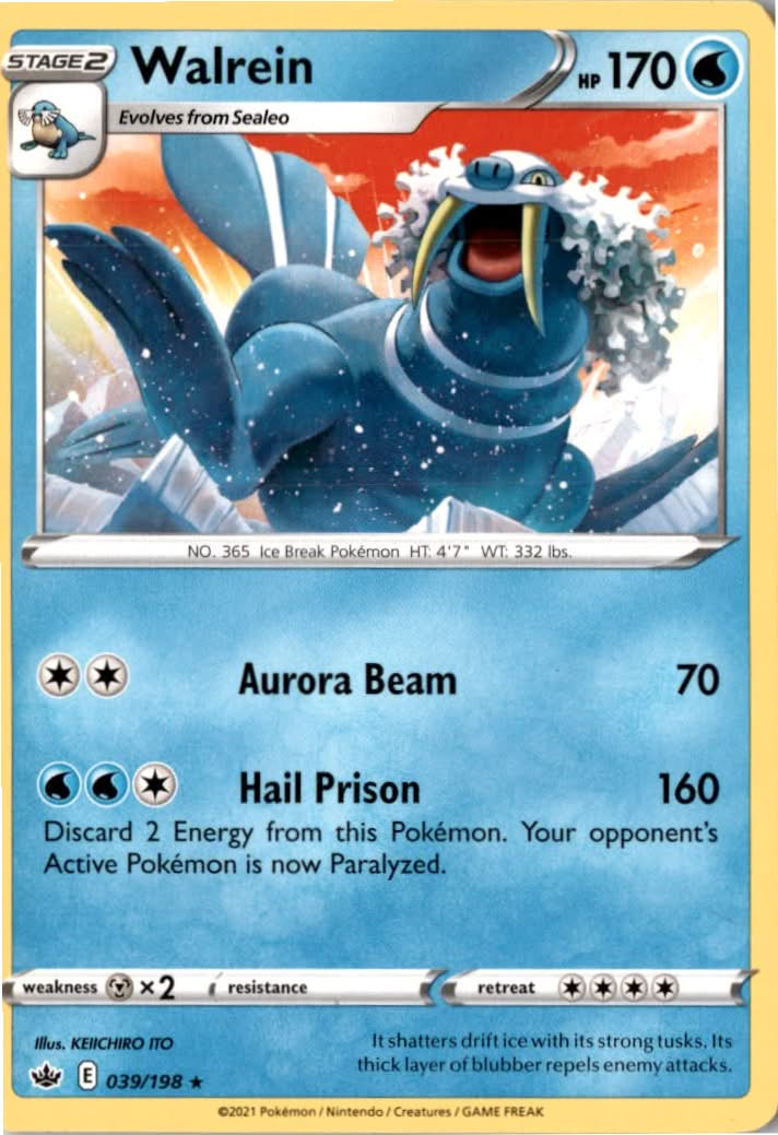 Walrein #39/198 - Chilling Reign - Pokemon - Rare - Near Mint