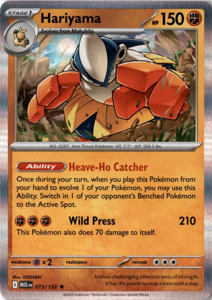 Hariyama #073/132 - Mega Evolution - Pokemon - Rare - Near Mint
