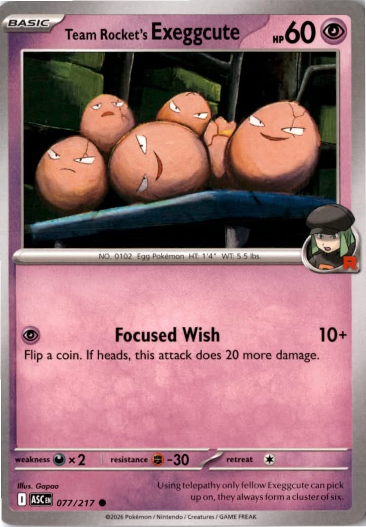 Team Rocket's Exeggcute #077/217 - Ascended Heroes - Pokemon - Common - Near Mint