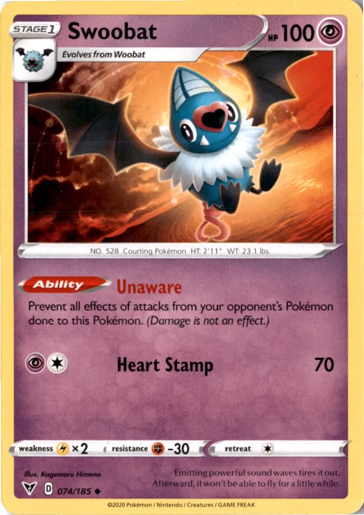 Swoobat #74/185 - Vivid Voltage - Pokemon - Uncommon - Near Mint