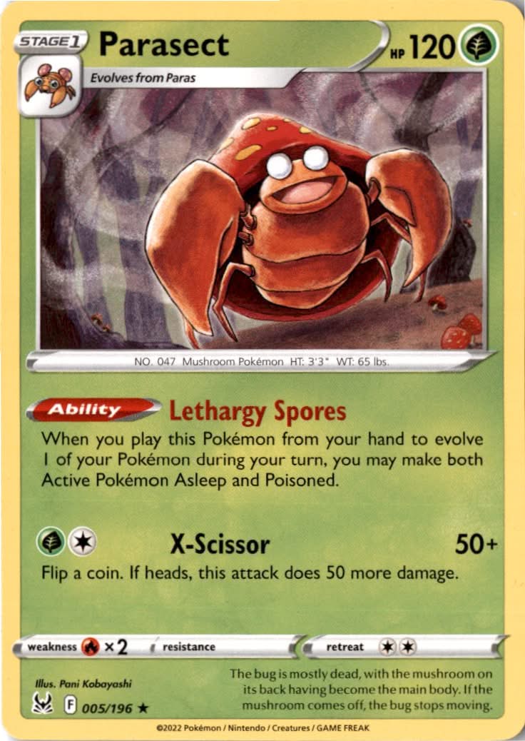 Parasect #005/196 - Lost Origin - Pokemon - Rare - Near Mint