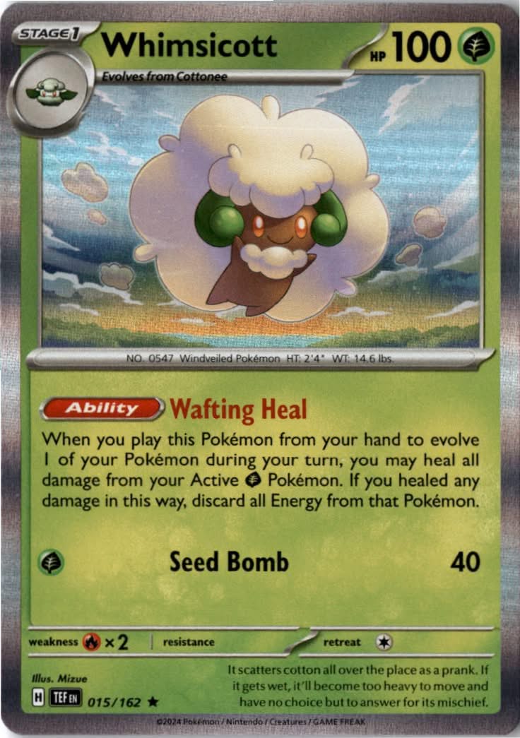 Whimsicott #015/162 - Temporal Forces - Pokemon - Rare - Near Mint