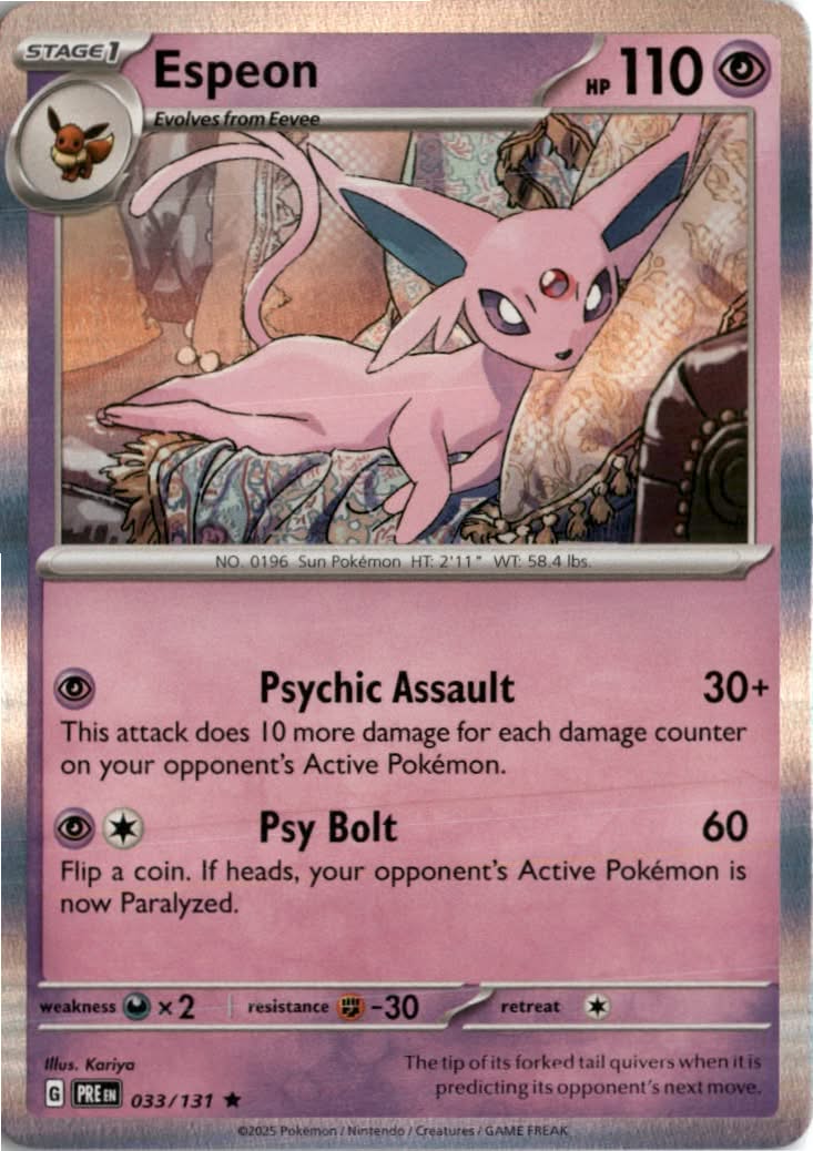 Espeon #033/131 - Prismatic Evolutions - Pokemon - Rare - Near Mint