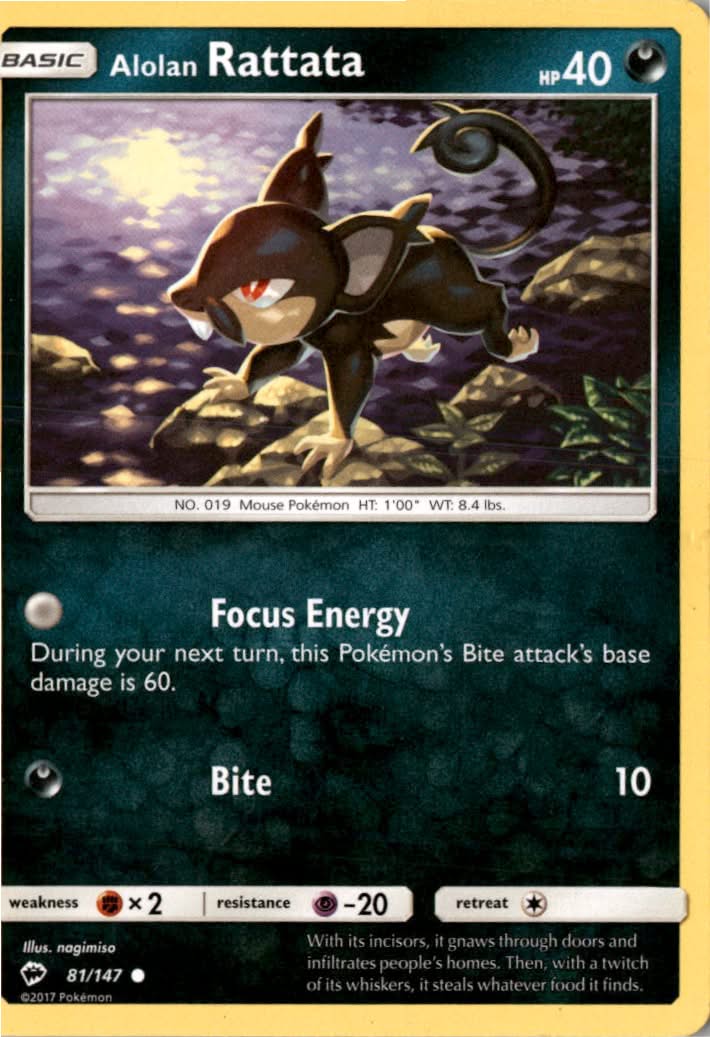 Alolan Rattata #81/147 - Burning Shadows - Pokemon - Common - Lightly Played