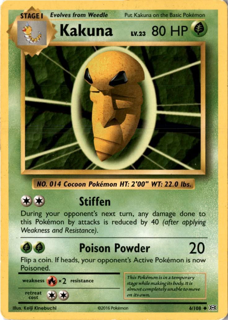 Kakuna #6/108 - Evolutions - Pokemon - Uncommon - Lightly Played