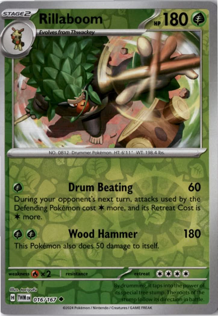 Rillaboom #016/167 - Twilight Masquerade - Pokemon - Uncommon - Near Mint