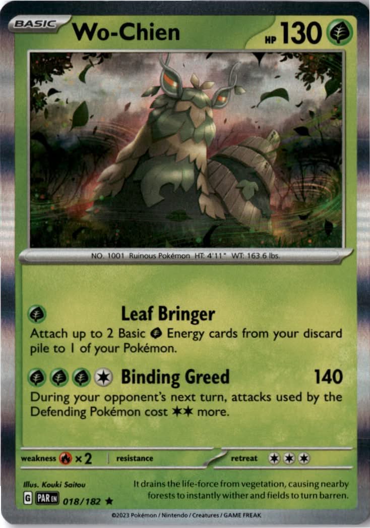 Wo-Chien #018/182 - Paradox Rift - Pokemon - Rare - Near Mint