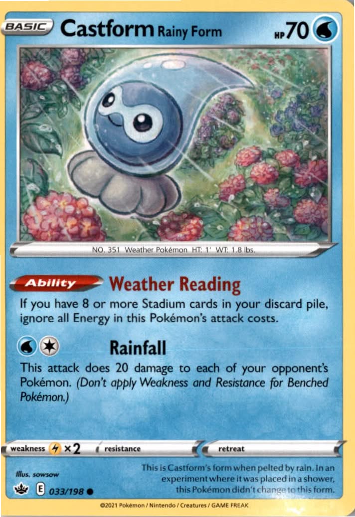 Castform Rainy Form #33/198 - Chilling Reign - Pokemon - Common - Near Mint