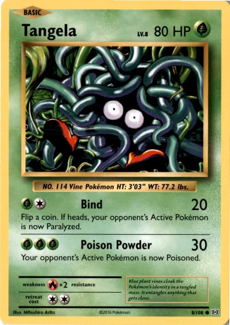 Tangela #8/108 - Evolutions - Pokemon - Common - Lightly Played