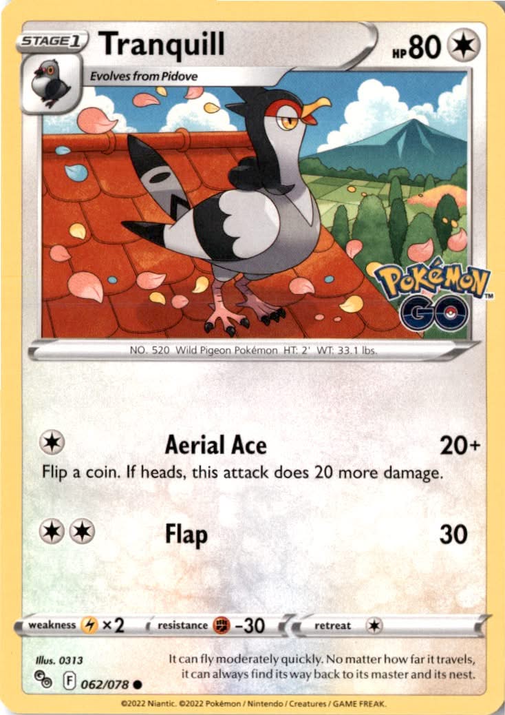 Tranquill #062/78 - Pokémon GO - Pokemon - Common - Near Mint