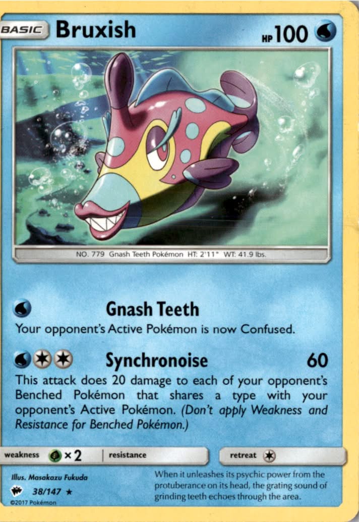 Bruxish #38/147 - Burning Shadows - Pokemon - Rare - Lightly Played
