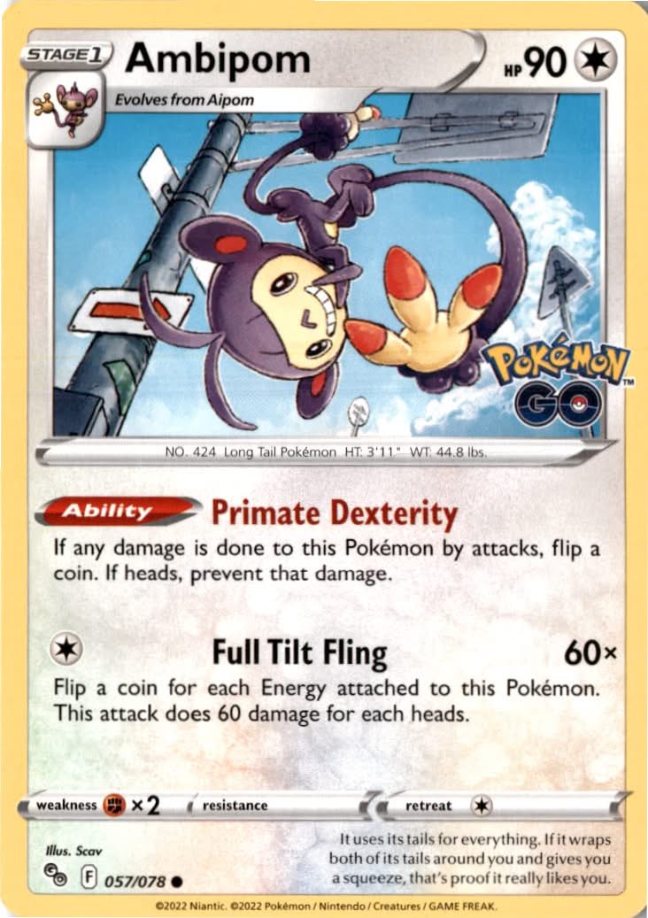 Ambipom #057/78 - Pokémon GO - Pokemon - Common - Near Mint