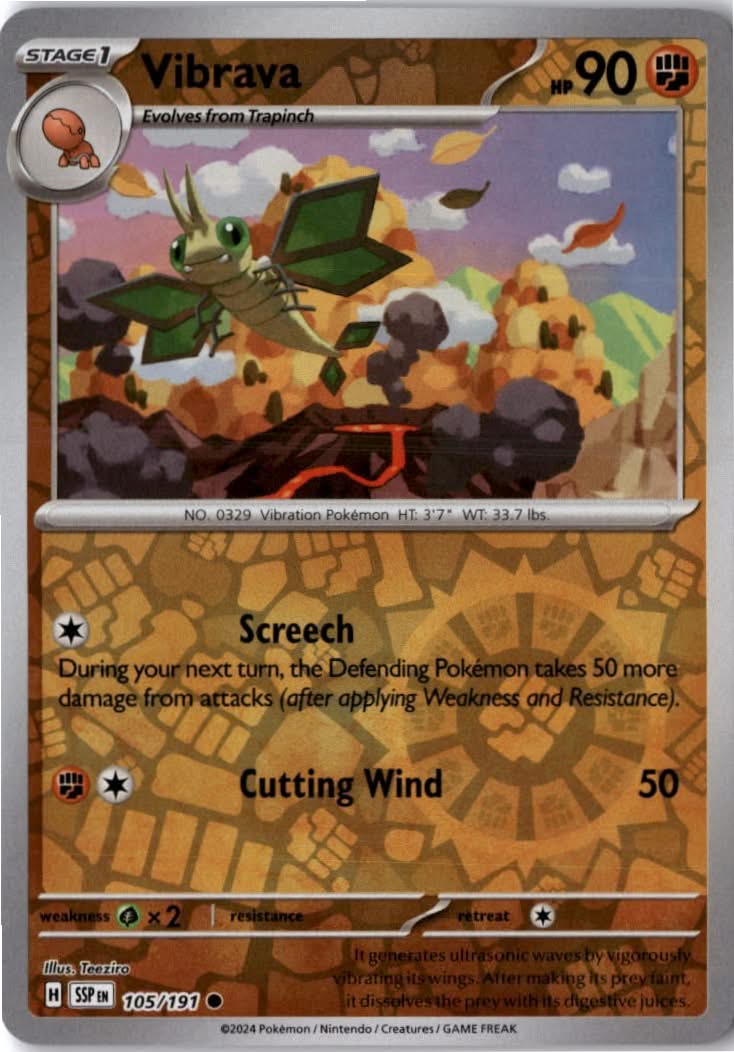 Vibrava #105/191 - Surging Sparks - Pokemon - Common - Near Mint