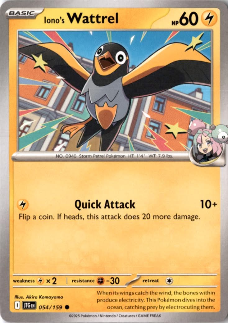 Iono's Wattrel #054/159 - Journey Together - Pokemon - Common - Near Mint