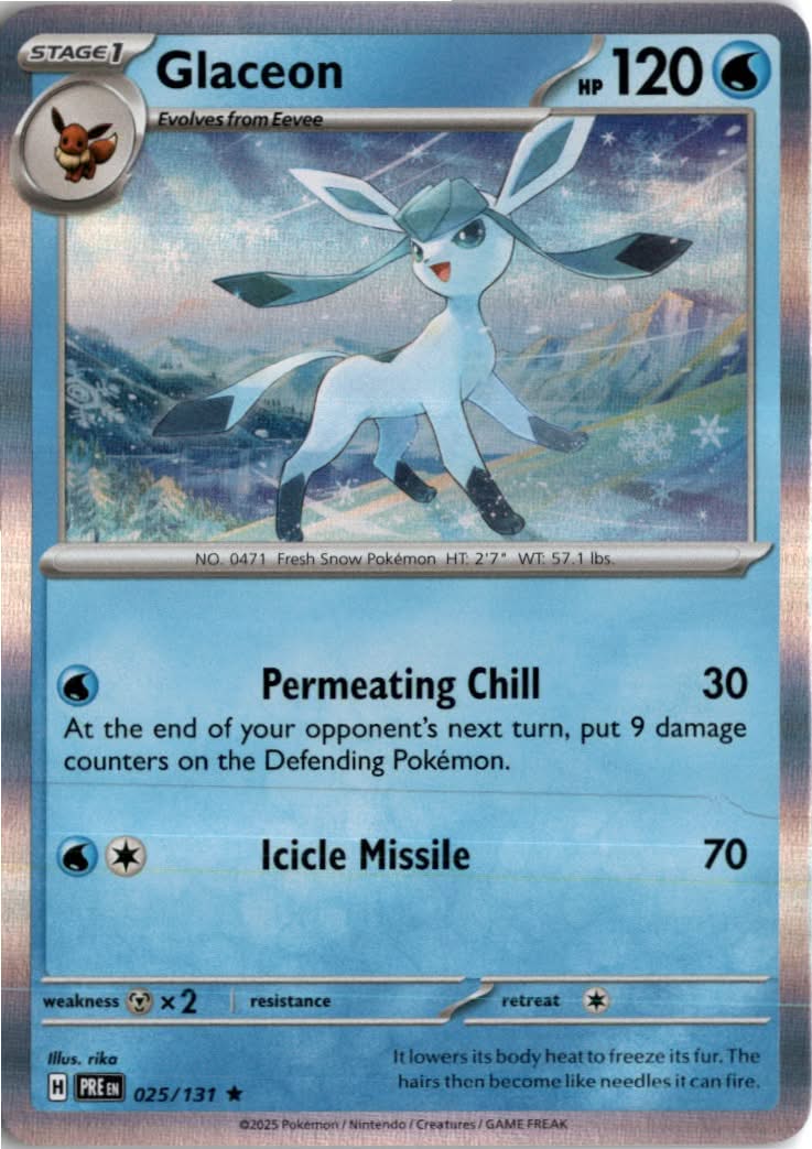 Glaceon #025/131 - Prismatic Evolutions - Pokemon - Rare - Near Mint