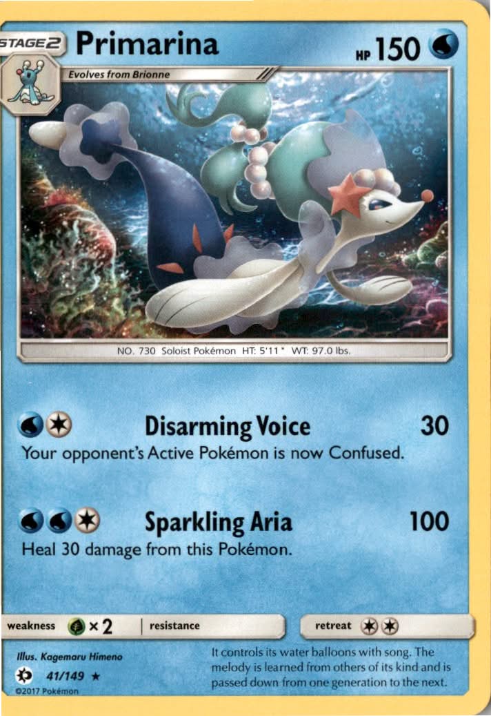 Primarina #41/149 - Sun & Moon - Pokemon - Rare - Near Mint