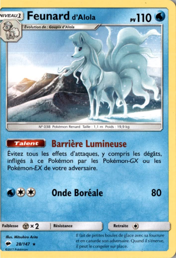 Alolan Ninetales #28/147 - Burning Shadows - Pokemon - Rare - Near Mint